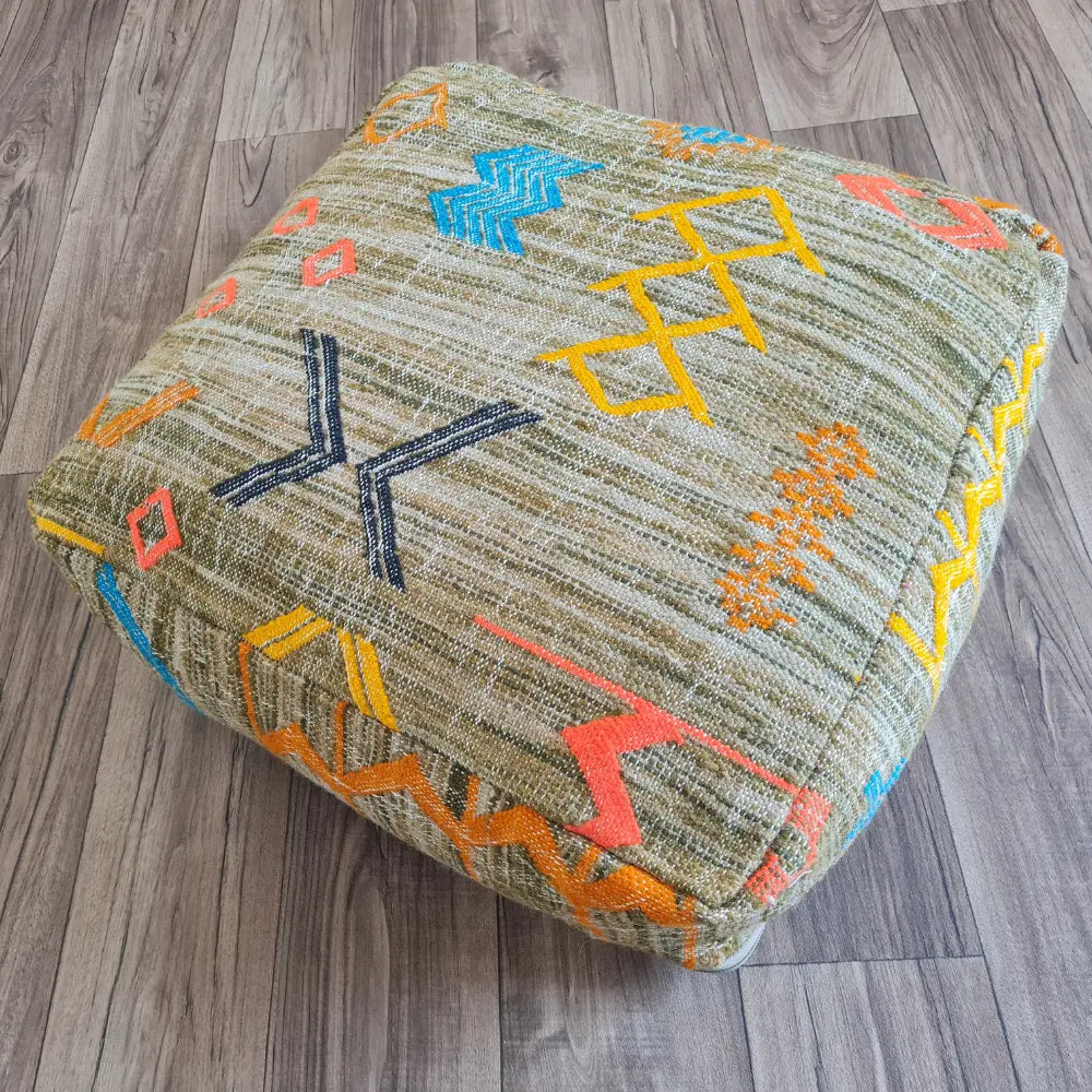 Moroccan Pouf – Multicolor with Amazigh Motifs
