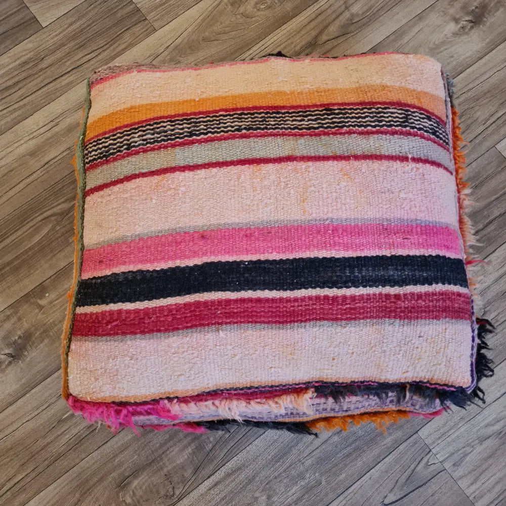 Kilim Moroccan Pouf – Tribal Vintage Rug Ottoman
