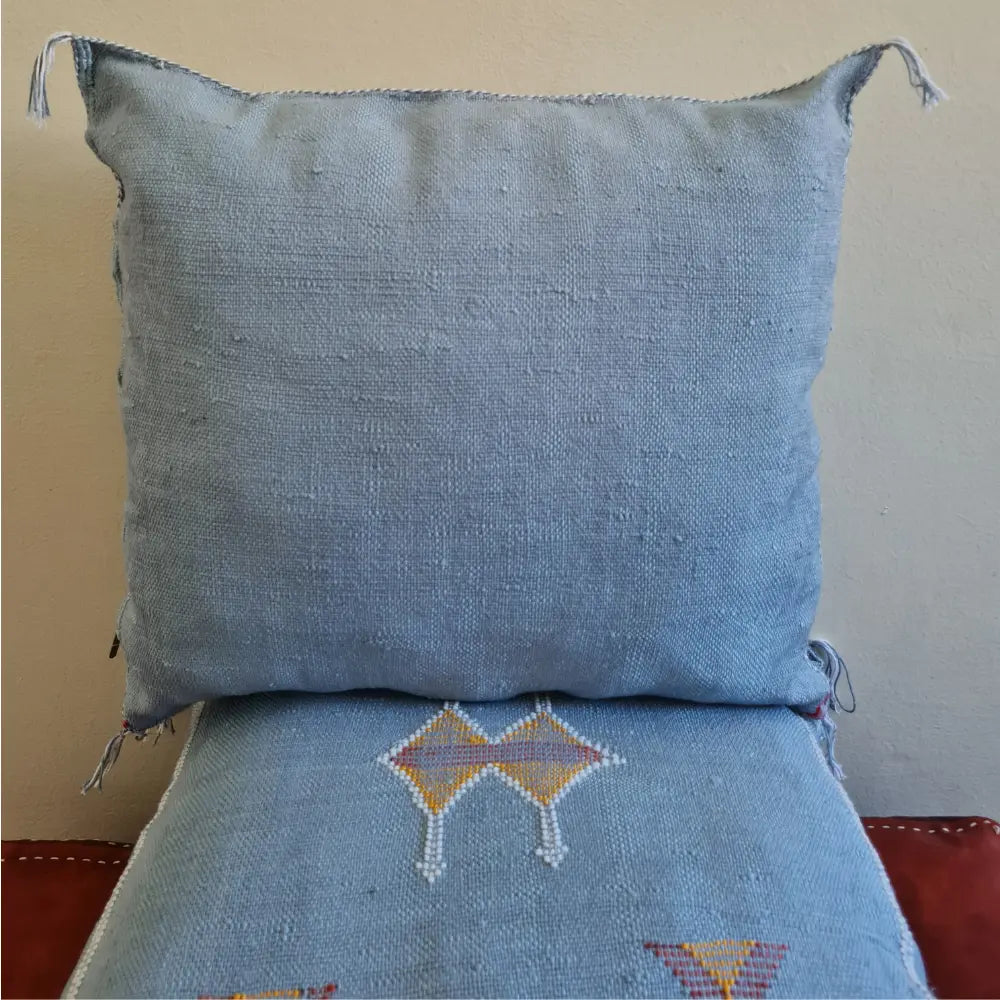 Set of 2 Soft Grey Sabra Silk Pillows – Subtle Moroccan Cushions with Pastel Patterns - Berber Handcrafts