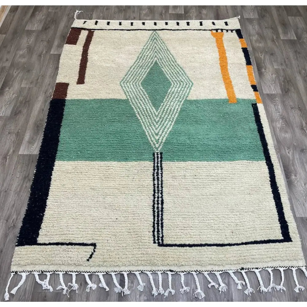 Geometric Beni Ouarain Rug – Moroccan Diamond Wool Carpet – Custom Size - Berber Handcrafts