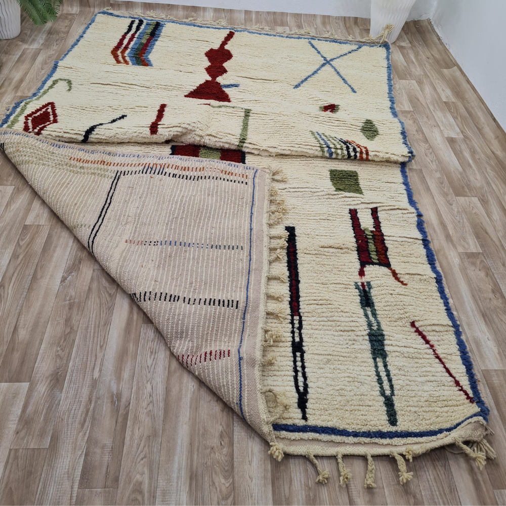 Moroccan Abstract Symbols Rug – Unique Handwoven Azilal Carpet – Custom Size - Berber Handcrafts