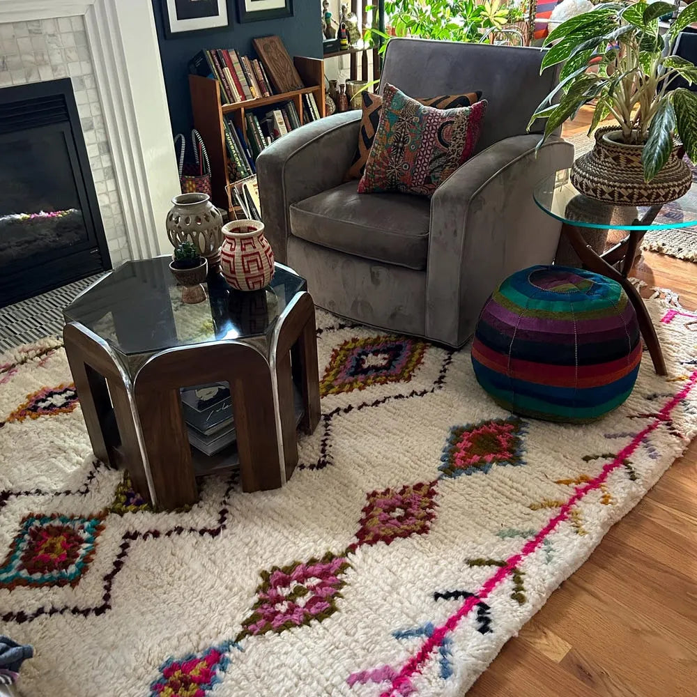 Colorful Azilal Moroccan Rug – Handmade Wool Berber Carpet with Tribal Symbols- Custom Size - Berber Handcrafts