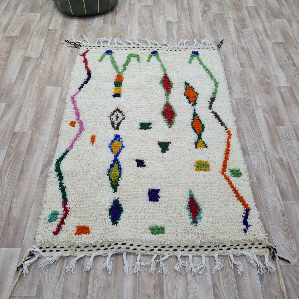 Colorful Azilal Rug – Handwoven Moroccan Wool Carpet – Custom Size - Berber Handcrafts