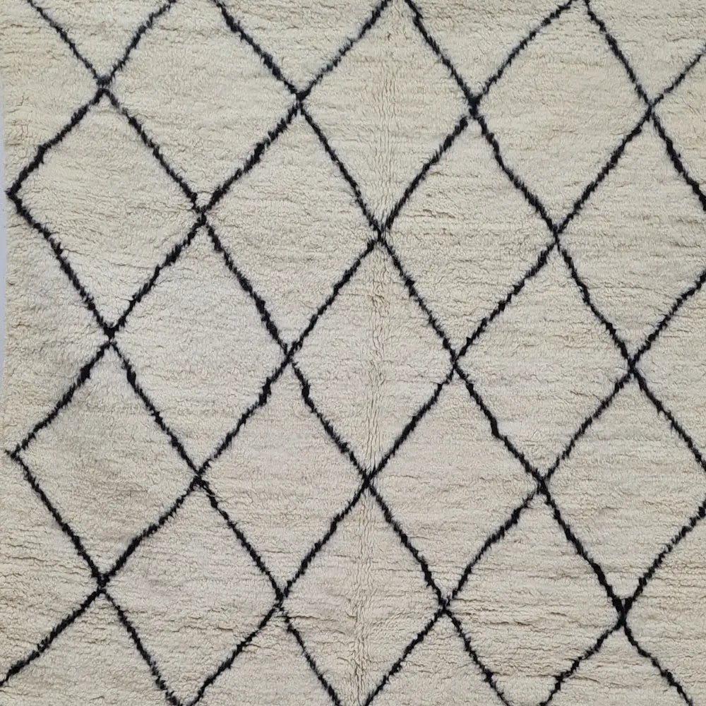 Beni Ourain Moroccan Rug – Minimalist Black Diamond Wool Carpet– Custom Size - Berber Handcrafts