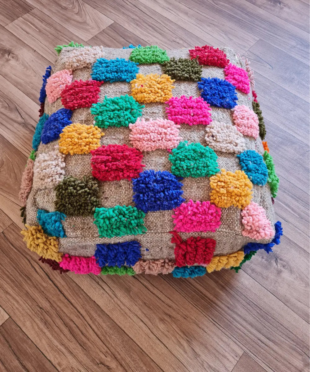 Handmade Moroccan Boujaad Rug Pouf