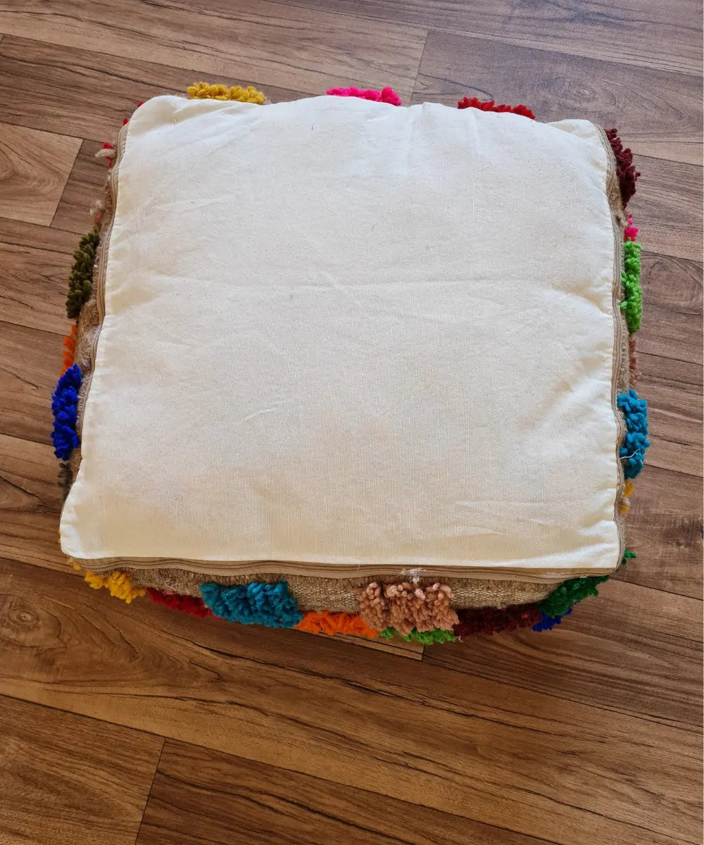 Handmade Moroccan Boujaad Rug Pouf