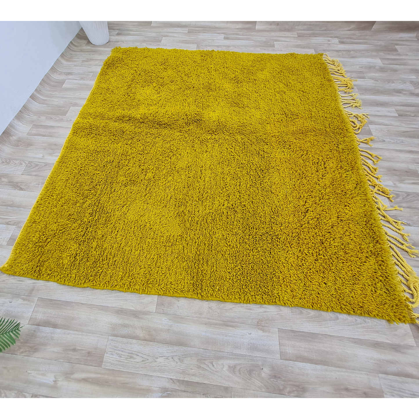 Vibrant Yellow Moroccan Shag Rug – Soft & Plush Design – Handwoven Berber Art - Berber Handcrafts