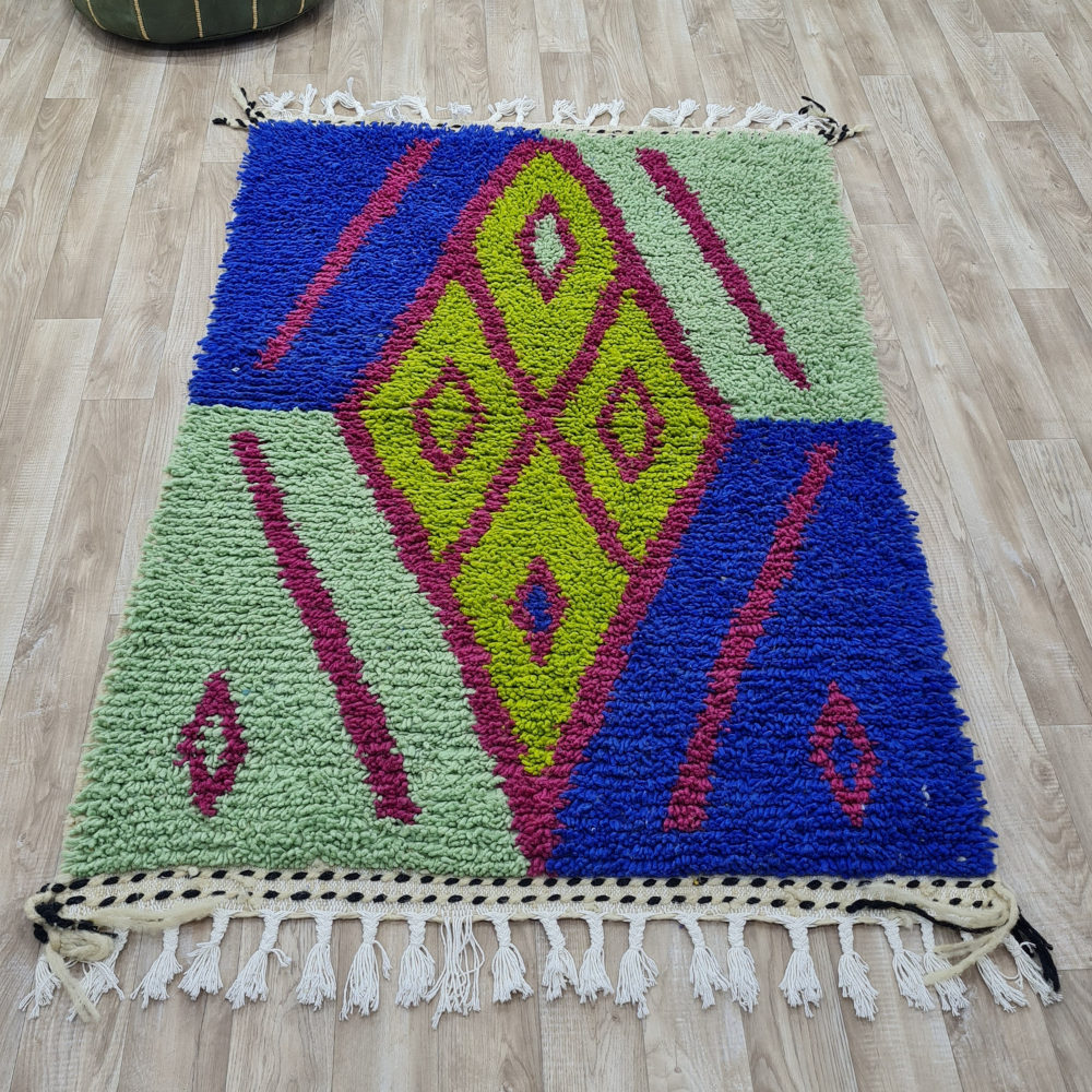 Handmade Moroccan Diamond Carpet – Boho Wool Design – Custom Size - Berber Handcrafts