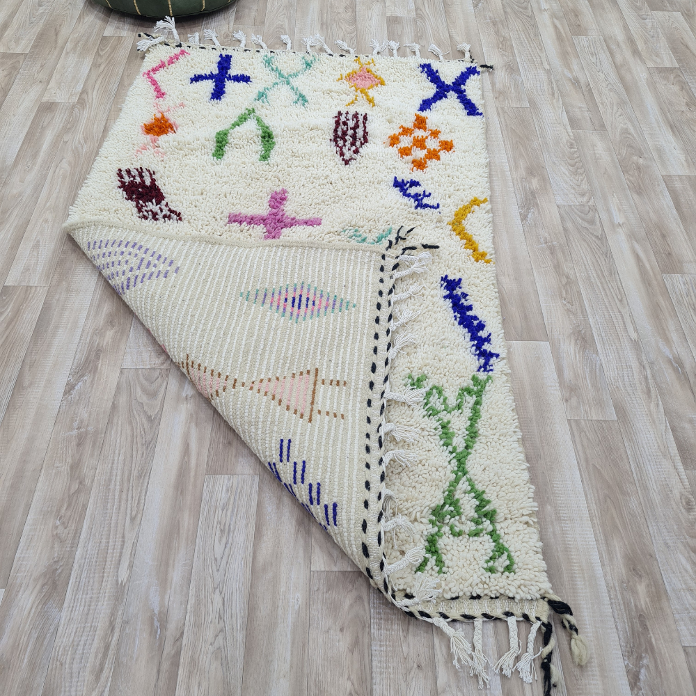 Tribal Azilal Moroccan Rug – Handwoven Wool Carpet with Berber Symbols – Custom Size - Berber Handcrafts