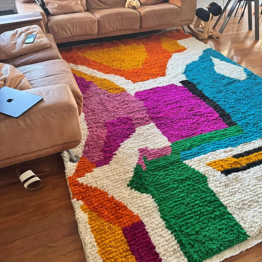 Handmade Moroccan Diamond Carpet – Boho Wool Design – Custom Size - Berber Handcrafts