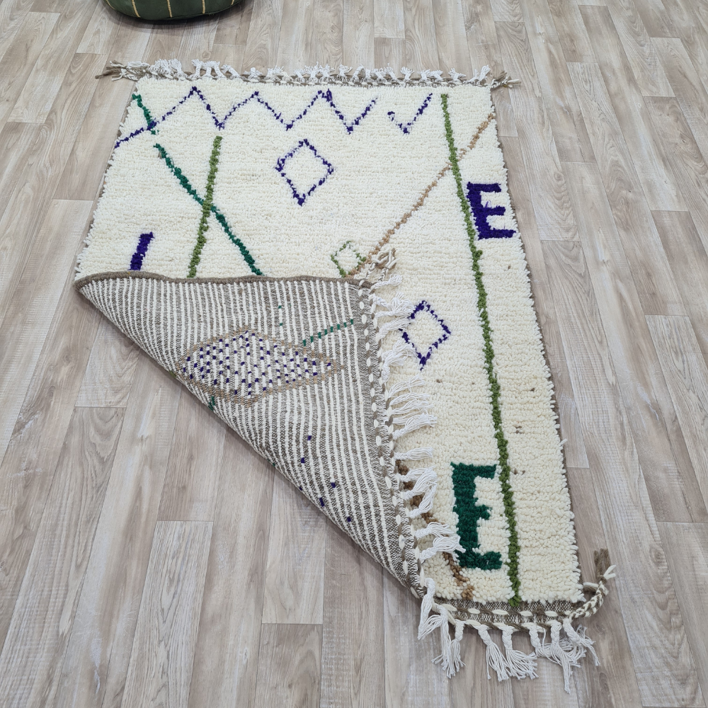 Abstract Azilal Wool Rug – Handmade Moroccan Tribal Carpet – Custom Size - Berber Handcrafts