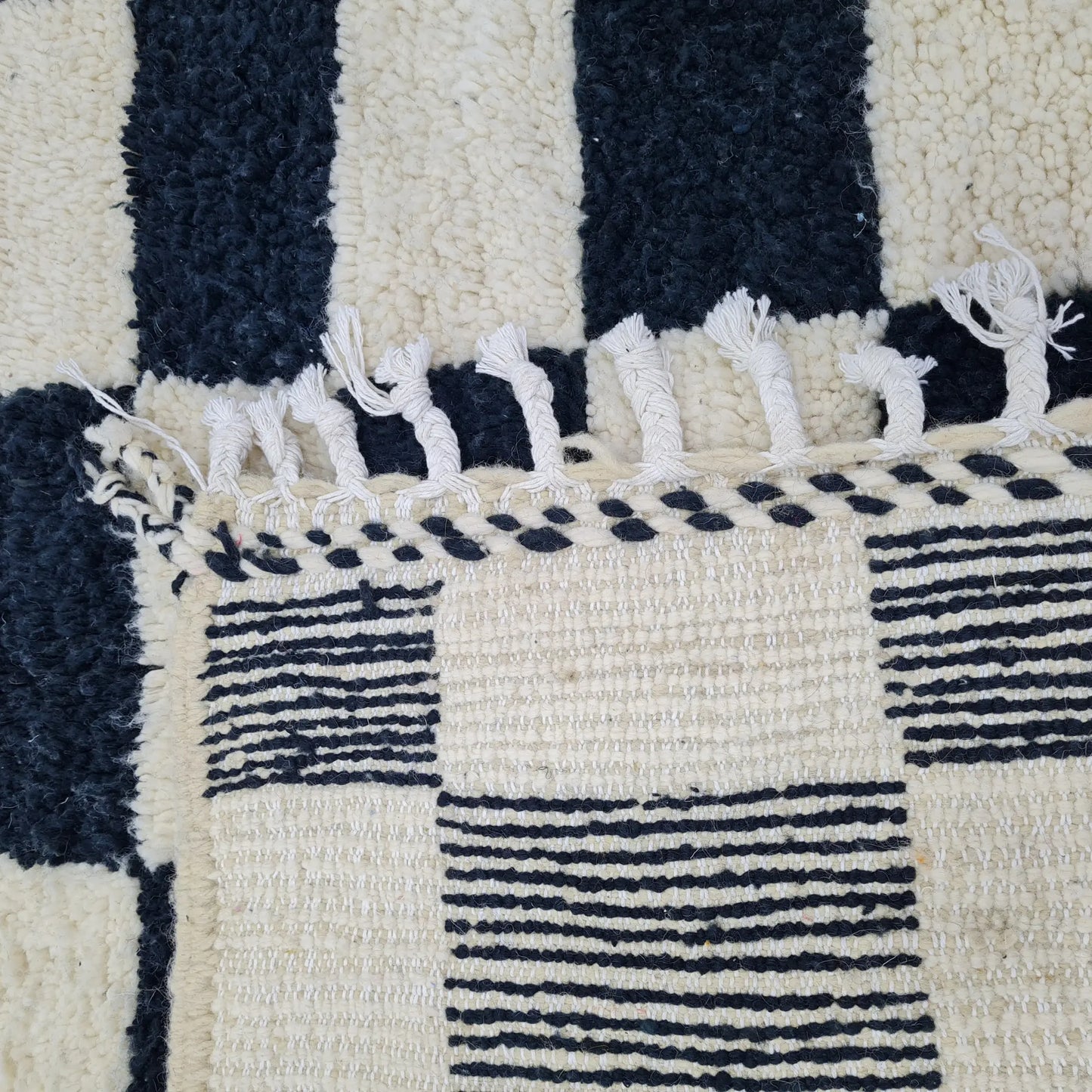 Classic Black & White Checkered Moroccan Rug – Handwoven Berber – Custom Size - Berber Handcrafts