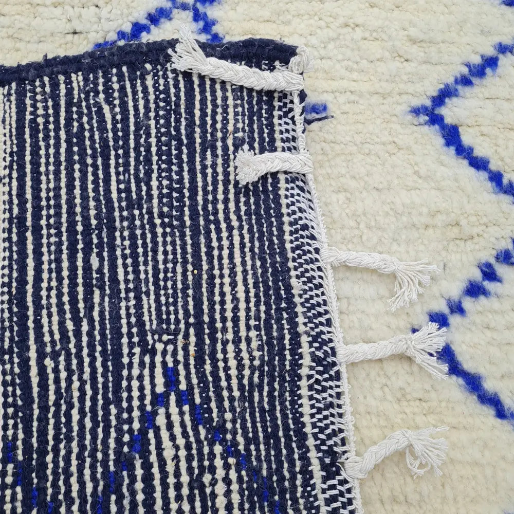 Moroccan Beni Ourain Rug – Blue Diamond Pattern Wool Carpet– Custom Size - Berber Handcrafts