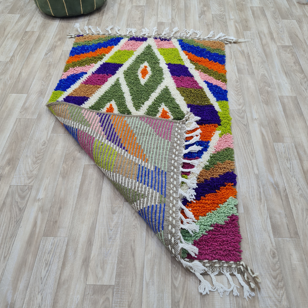 Handmade Moroccan Diamond Pattern Carpet – Boho Style – Custom Size - Berber Handcrafts