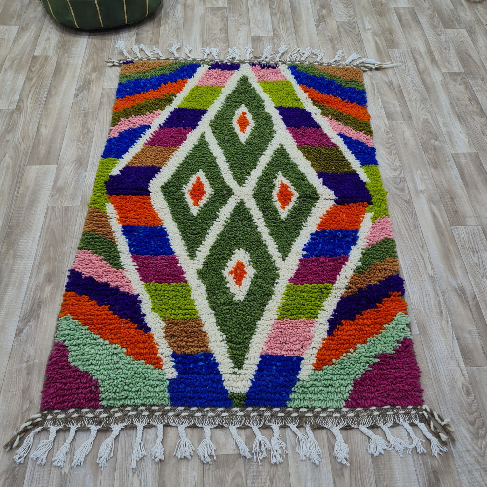 Handmade Moroccan Diamond Pattern Carpet – Boho Style – Custom Size - Berber Handcrafts