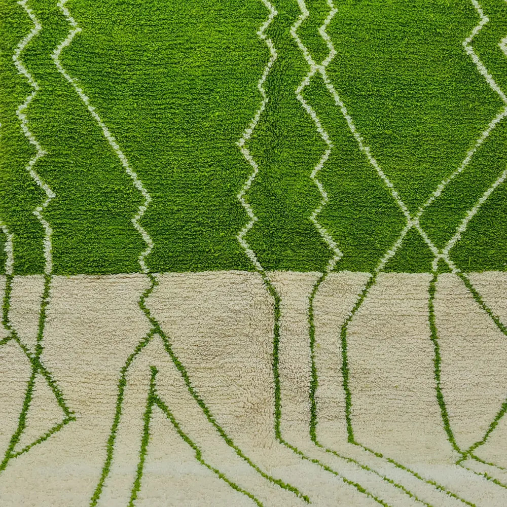 Green Modern Moroccan Rug – Handwoven Wool Carpet with Geometric Design- Custom Size - Berber Handcrafts