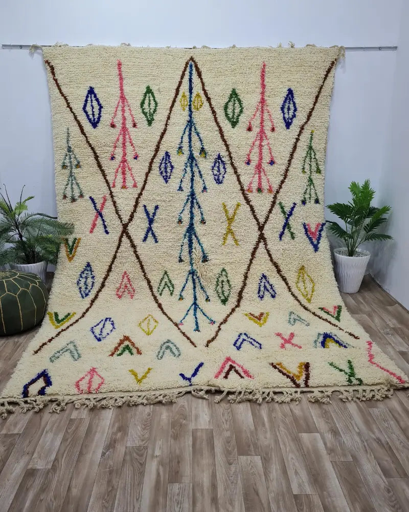 Colorful Azilal Moroccan Rug – Handmade Wool Berber Carpet with Tribal Symbols- Custom Size - Berber Handcrafts
