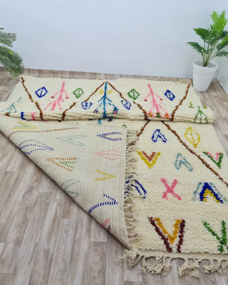 Colorful Azilal Moroccan Rug – Handmade Wool Berber Carpet with Tribal Symbols- Custom Size - Berber Handcrafts