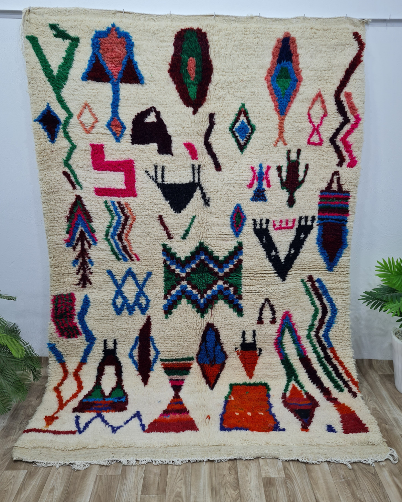 Colorful Azilal Moroccan Rug – Handmade Wool Berber Carpet– Custom Size - Berber Handcrafts