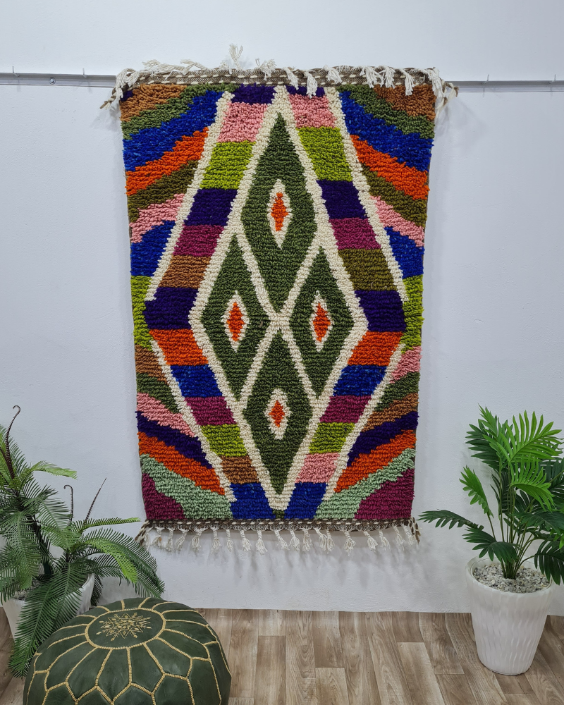 Handmade Moroccan Diamond Pattern Carpet – Boho Style – Custom Size - Berber Handcrafts