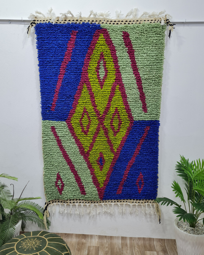 Handmade Moroccan Diamond Carpet – Boho Wool Design – Custom Size - Berber Handcrafts