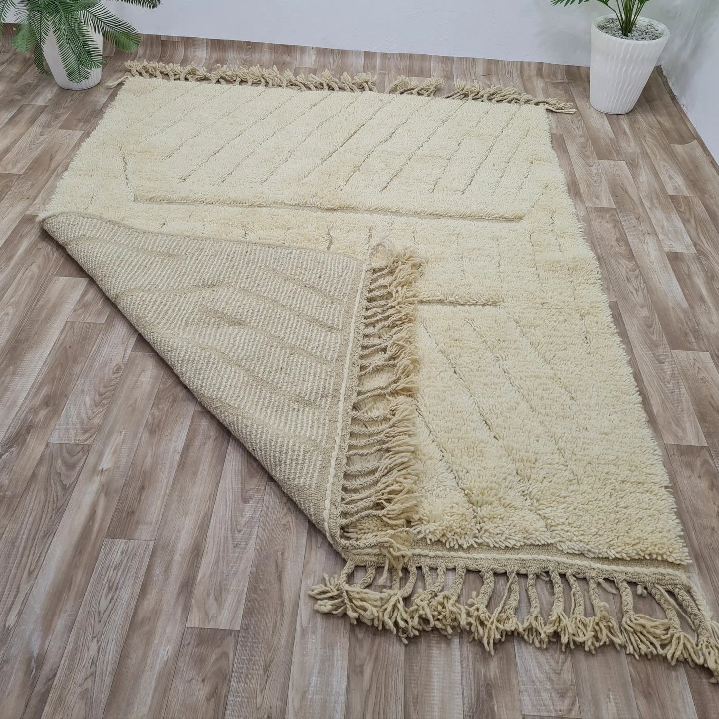 Soft Cream Moroccan Rug- Custom Size - Berber Handcrafts