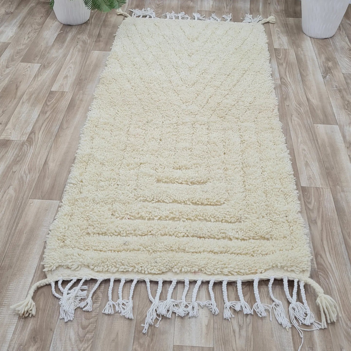 Handmade Beni Ourain Moroccan Rug - Authentic White Berber Wool Carpet – Custom Size - Berber Handcrafts
