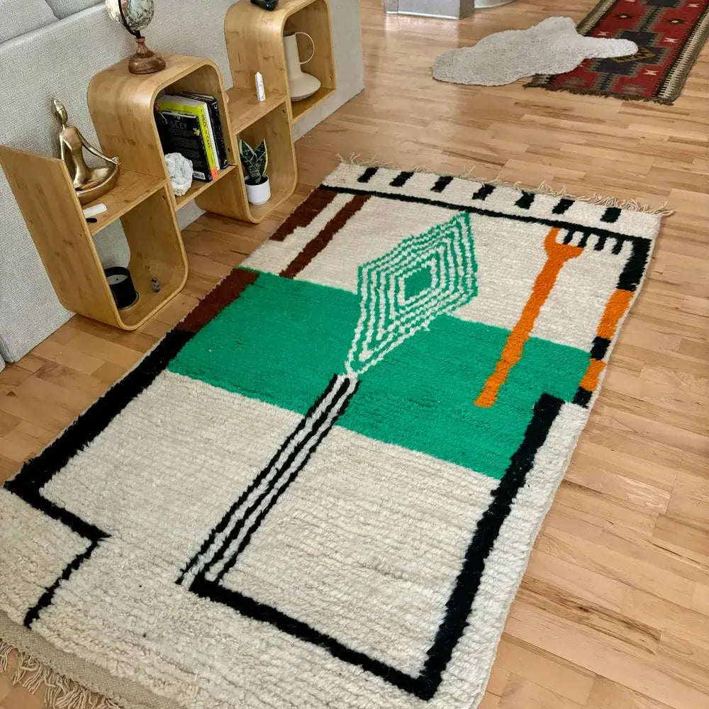 Geometric Beni Ouarain Rug – Moroccan Diamond Wool Carpet – Custom Size - Berber Handcrafts