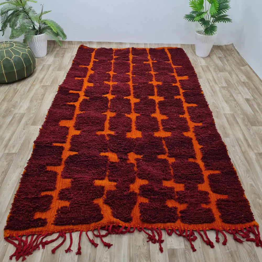 Bold Red Moroccan Berber Rug – Handmade Wool Carpet from the Atlas Mountains- Custom Size