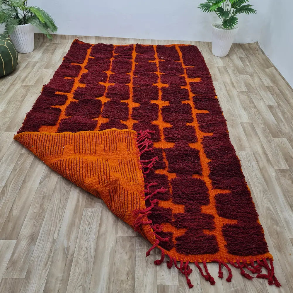 Bold Red Moroccan Berber Rug – Handmade Wool Carpet from the Atlas Mountains- Custom Size