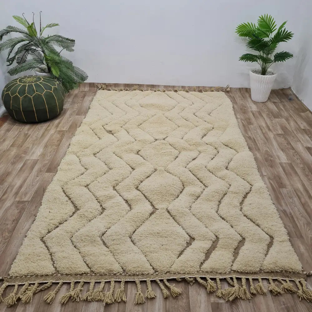 Berber Diamond Pattern Rug – Cream Beni Ourain Wool Carpet – Custom Size 2