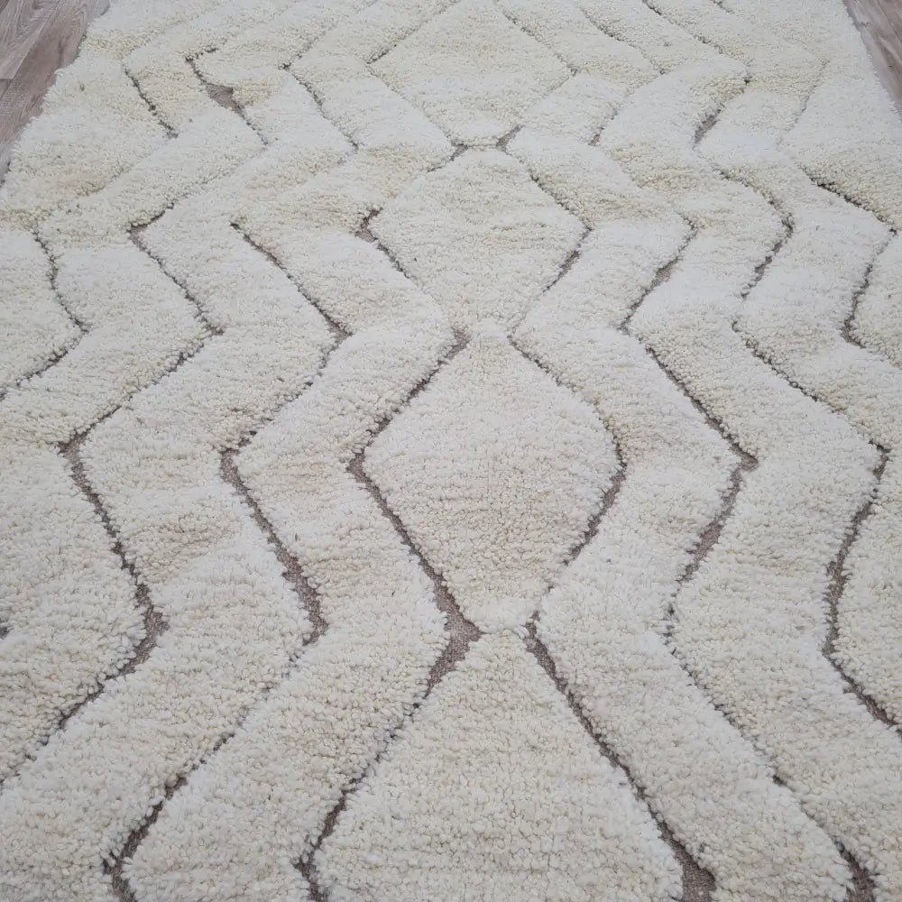 Berber Diamond Pattern Rug – Cream Beni Ourain Wool Carpet – Custom Size 2