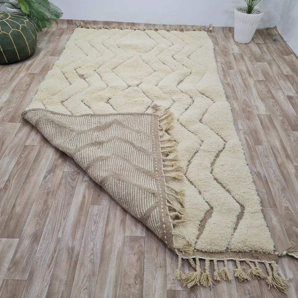 Berber Diamond Pattern Rug – Cream Beni Ourain Wool Carpet – Custom Size 2