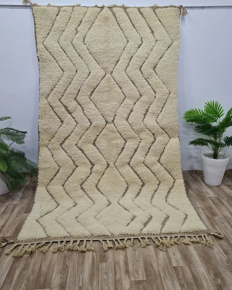 Berber Diamond Pattern Rug – Cream Beni Ourain Wool Carpet – Custom Size 2