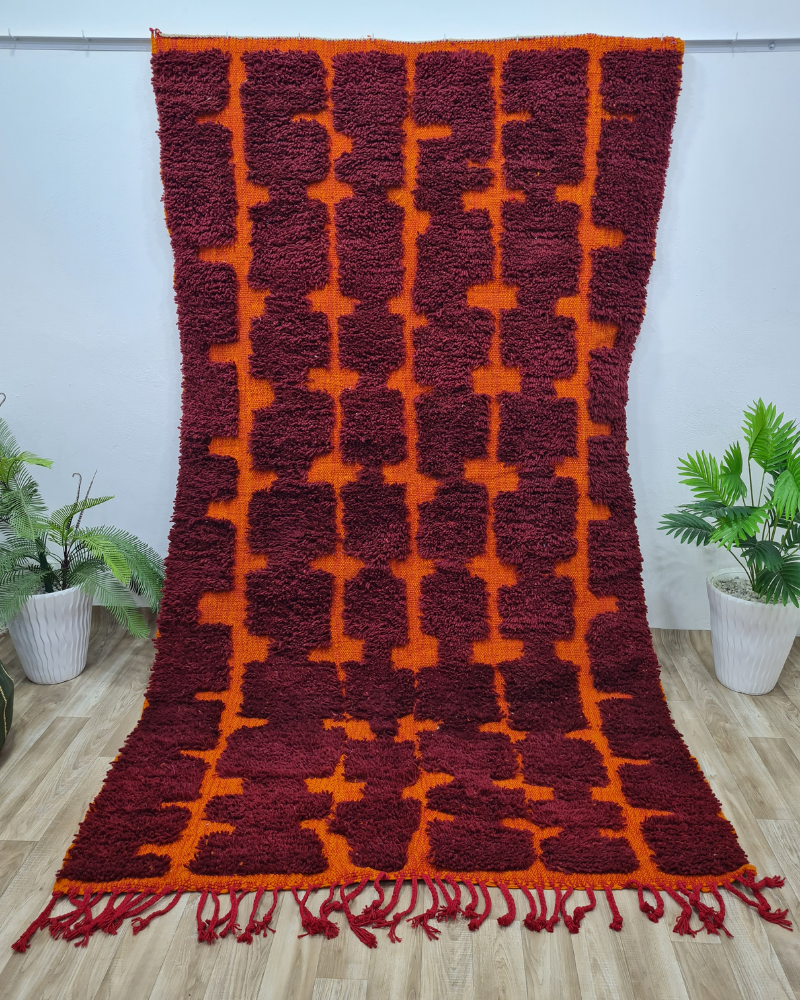 Bold Red Moroccan Berber Rug – Handmade Wool Carpet from the Atlas Mountains- Custom Size