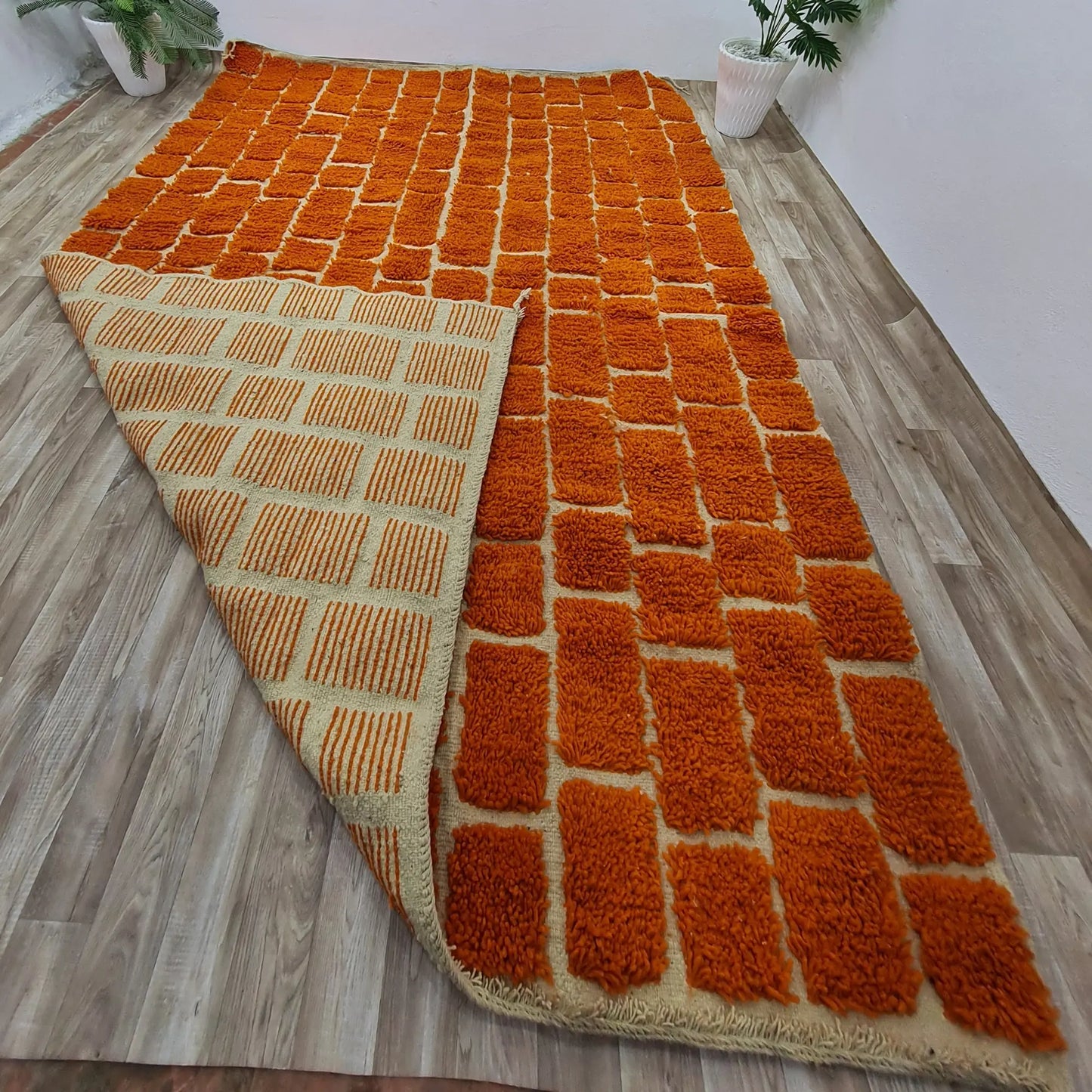 Vibrant Orange Moroccan Rug – Custom Size - Berber Handcrafts