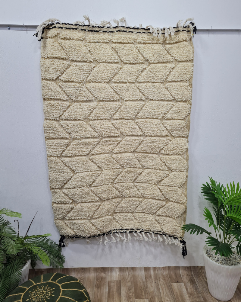 Minimalist Beni Ourain Rug – Handmade Moroccan Wool Carpet – Custom Size2 - Berber Handcrafts