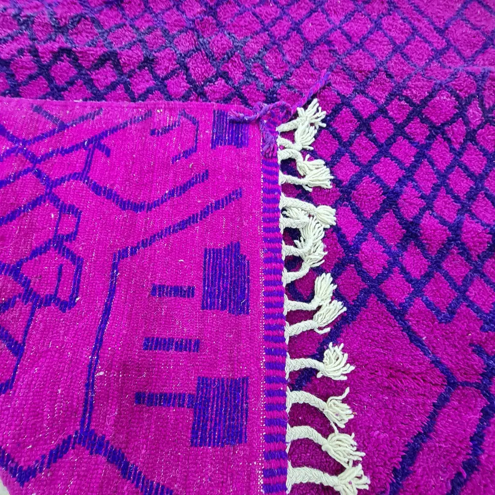 Bold Purple Moroccan Rug – Handwoven Berber Wool Carpet with Abstract Diamonds- Custom Size - Berber Handcrafts