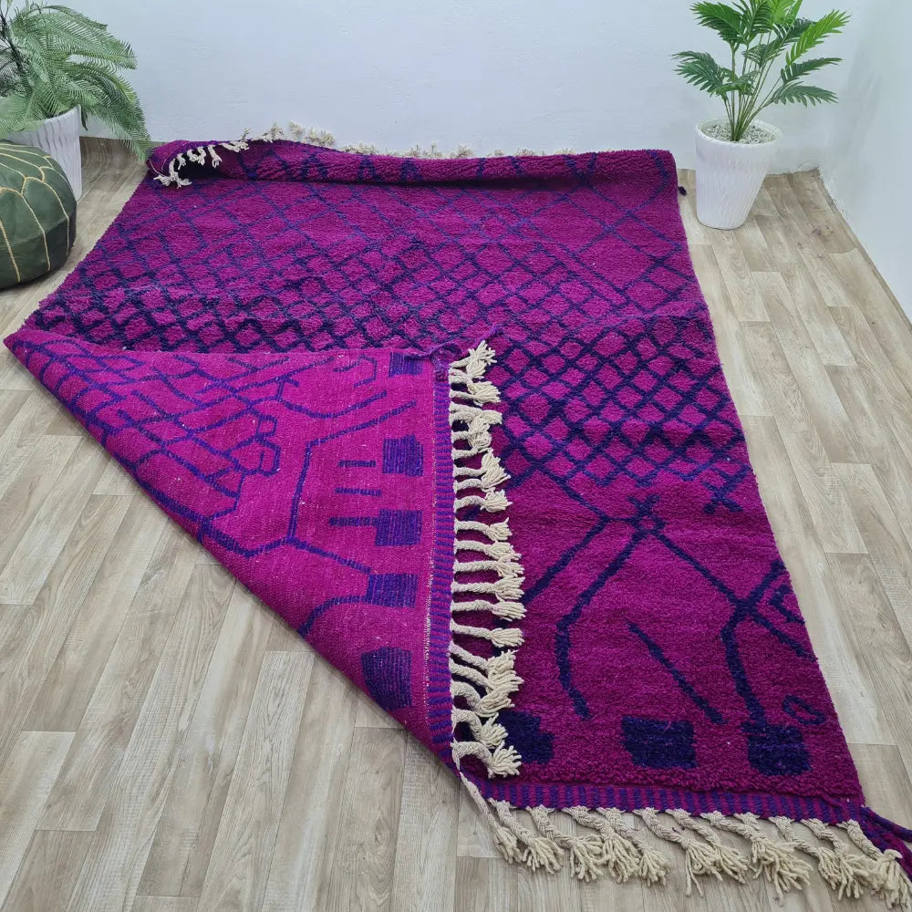 Bold Purple Moroccan Rug – Handwoven Berber Wool Carpet with Abstract Diamonds- Custom Size - Berber Handcrafts