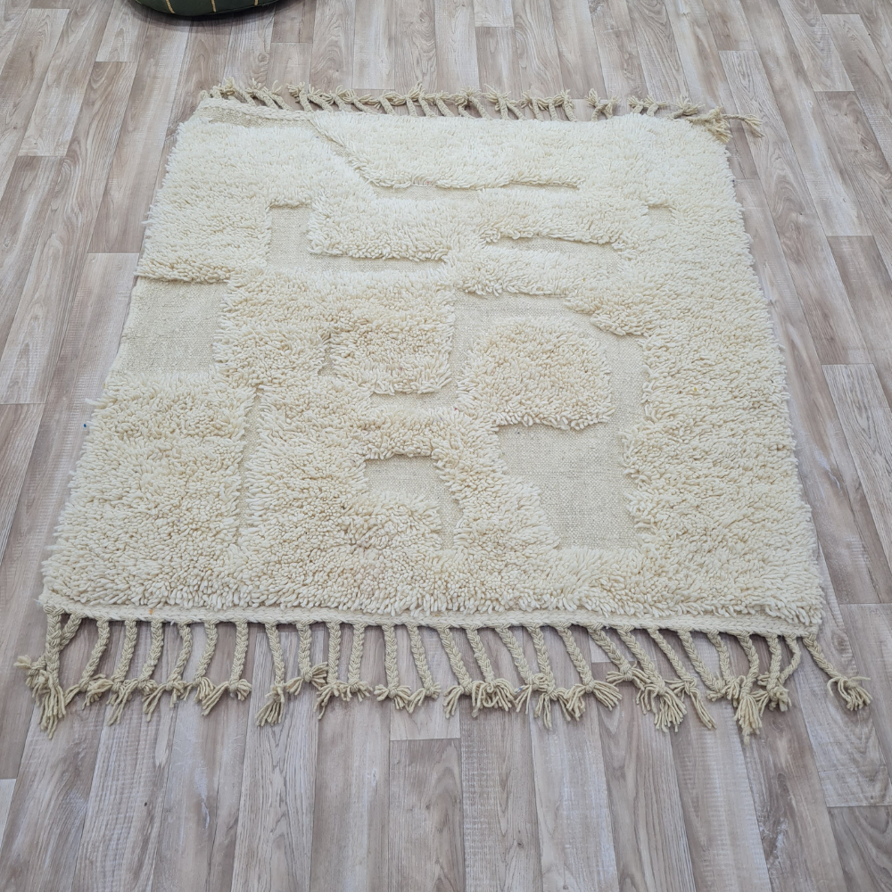 Textured Moroccan Wool Rug – Handmade Beni Ourain Style – Custom Size - Berber Handcrafts