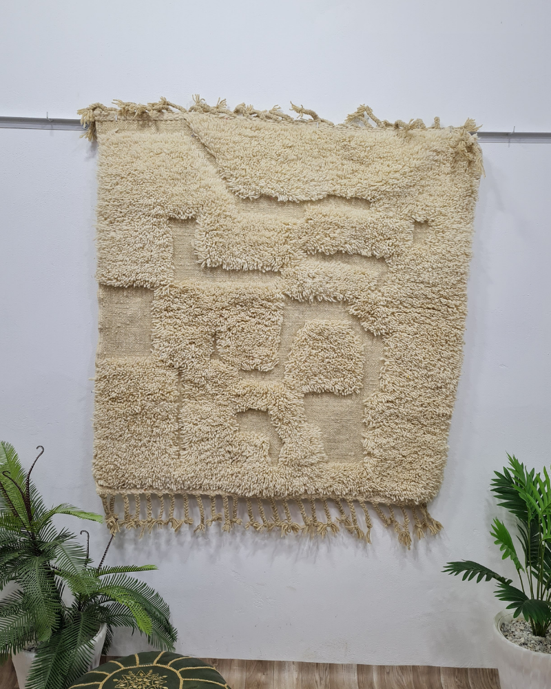 Textured Moroccan Wool Rug – Handmade Beni Ourain Style – Custom Size - Berber Handcrafts