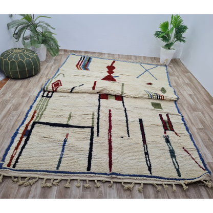 Moroccan Abstract Symbols Rug – Unique Handwoven Azilal Carpet – Custom Size - Berber Handcrafts