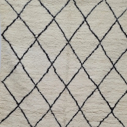 Beni Ourain Moroccan Rug – Minimalist Black Diamond Wool Carpet– Custom Size - Berber Handcrafts