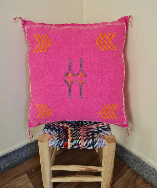 Cactus Silk Pillows in Vibrant Pink