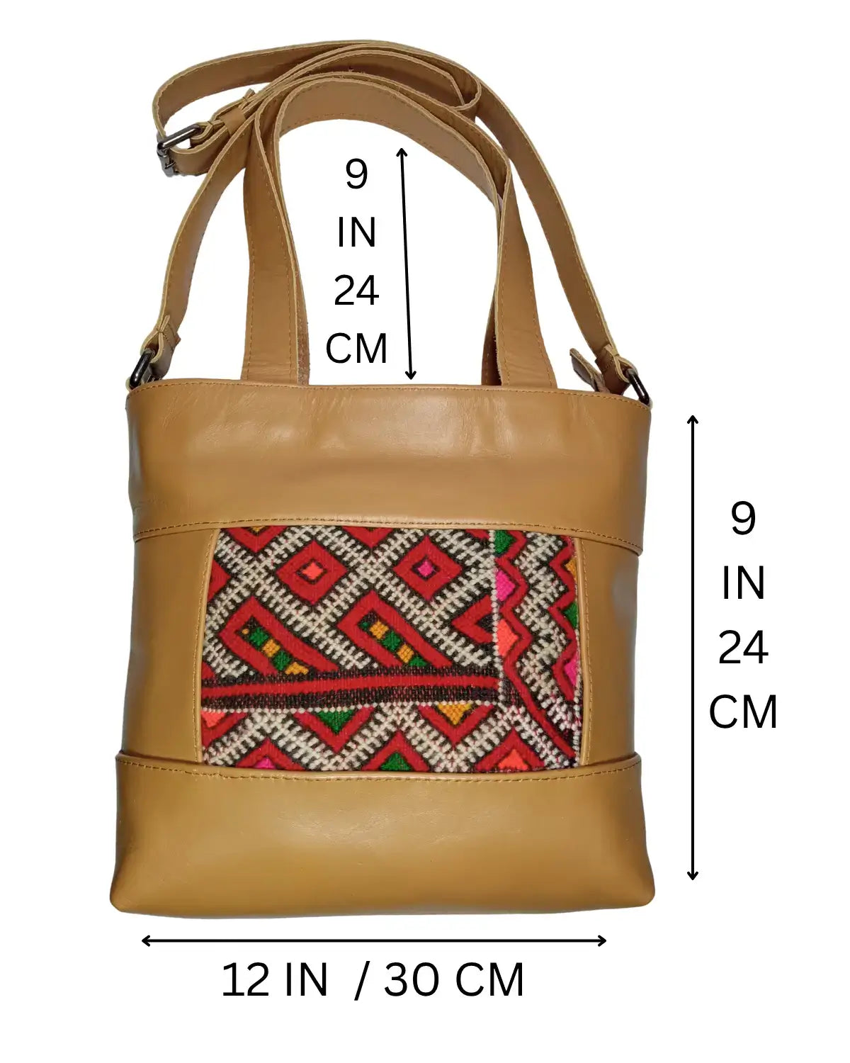 Caramel Leather Bag, Tan Leather Bag, Convertible Tote, Crossbody Tote, Kilim Bag, One of a Kind Purse, Artisan Made, Statement Bag, Brown Leather Tote, Camel Color Bag, Zipper Tote