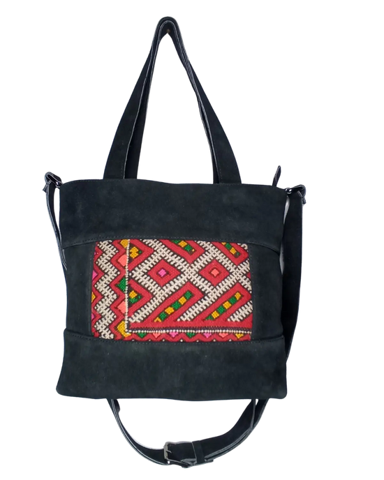 Caramel Leather Bag, Tan Leather Bag, Convertible Tote, Crossbody Tote, Kilim Bag, One of a Kind Purse, Artisan Made, Statement Bag, Brown Leather Tote, Camel Color Bag, Zipper Tote