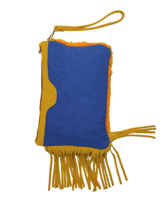 Fringe Clutch, Hand-Knotted Bag, Art Purse, Psychedelic Bag, Tufted Bag, Neon Clutch, Statement Clutch, Festival Bag, Boho Fringe, Suede Fringe, Wearable Art, Fiber Art, Maximalist, Dopamine Dressing, Abstract Design, Hot Pink, Orange Bag, Mustard Yellow, One of a Kind, Artisan Made, Unique Gift, Carpet Bag.
