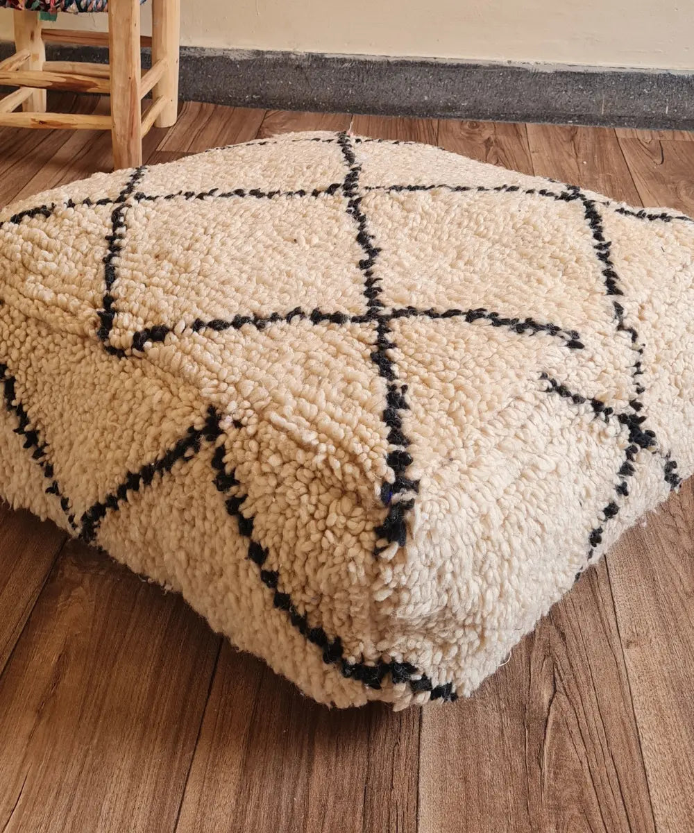 Handmade Moroccan Beni Ourain Pouf