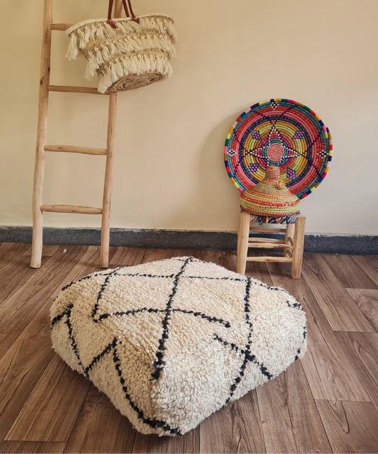 Handmade Moroccan Beni Ourain Pouf