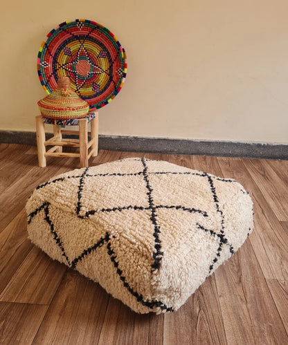 Handmade Moroccan Beni Ourain Pouf